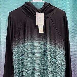 NWT Lularoe 3XL black teal ombré pullover Amber hoodie